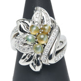 Pt900 プラチナ キャッツアイ2.23ct ダイヤ0.50ct リング 指輪 レディース 16.5号 【中古】